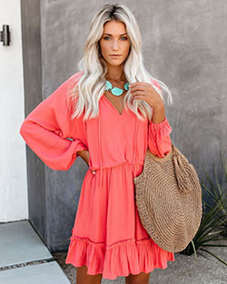 Orange and pink outfit with skirt, top: fashion model,  Street Style,  Orange And Pink Outfit,  Orange Outfits,  Orange Dress  