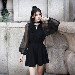 Cách phối phụ kiện với đầm đen: Evening gown,  Black Outfit,  Little Black Dress,  Mesh Outfits  