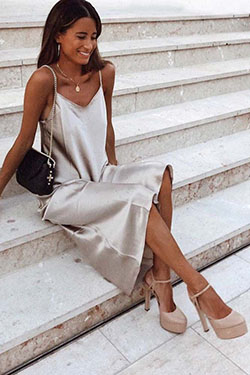 White outfit Stylevore with: fashion blogger,  Fashion show,  fashion model,  Slip dress,  White Outfit,  Ready To Wear  