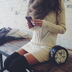 Thigh high socks sweater dress: Knee highs,  Thigh High Socks,  sweater  