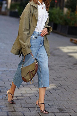 Colour outfit with shirt, denim, jeans: Minimalist Fashion,  Street Style,  Cargo Jackets  