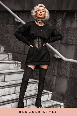 Corset belt with jumper dress: party outfits,  Mesh Outfits  