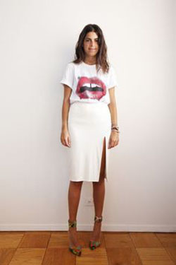 Look com saia lapis branca: Crop top,  Pencil skirt,  T-Shirt Outfit,  White And Pink Outfit  