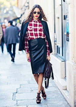 Colour outfit, you must try with pencil skirt, retro style, trousers: Pencil skirt,  Retro style,  Street Style,  Plaid Outfits  