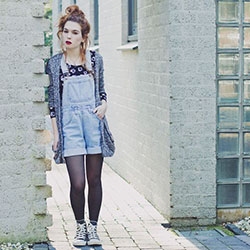 Blue outfit ideas with jean jacket, shorts, jeans: Street Style,  Blue Outfit,  Jumper Dress  