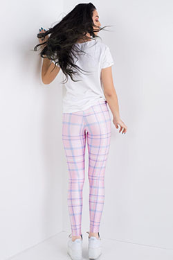 White and pink clothing lookbook ideas with leggings, tartan, tights: Legging Outfits,  White And Pink Outfit  