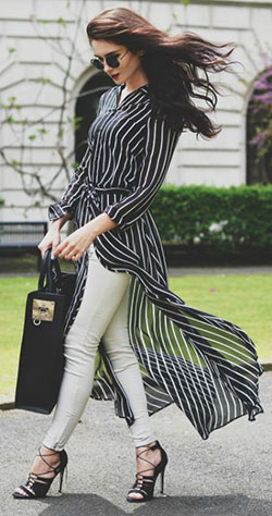 Clothing ideas with trousers, blazer, jeans: Kurti top,  Street Style,  Black And White,  Jeans & Kurti Combination  