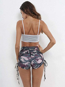 Drawstring Ruched Side Camo Shorts: Shorts Outfit  