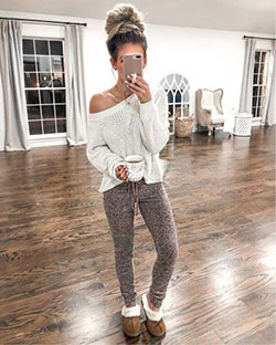 Cute lazy day outfits, fashion model, casual wear: fashion model,  Brown And White Outfit,  Quarantine Outfits 2020  