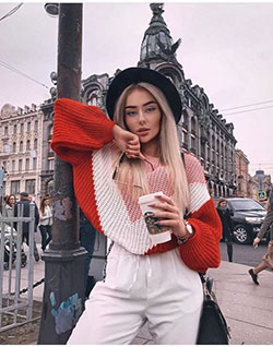 Red colour ideas with: Street Style,  Red Outfit,  Outfits With Beret  