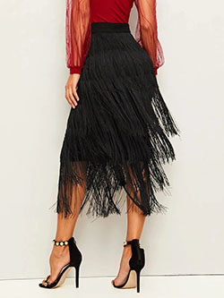 Black colour outfit ideas 2020 with little black dress: Pencil skirt,  Black Outfit,  Little Black Dress,  Fringe Skirts  