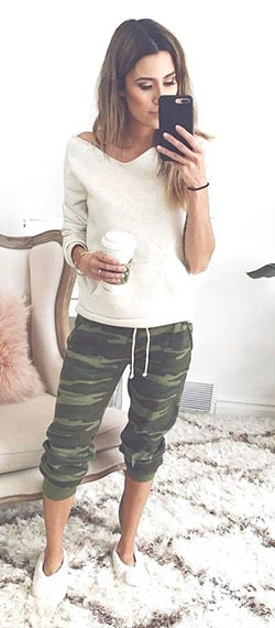 Camo for st patricks day: Camo Pants,  Khaki And White Outfit,  Camo Joggers  