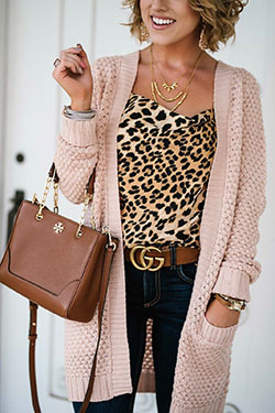 Colour outfit, you must try leopard cami outfit, animal print, casual wear: Animal print,  Beige And Brown Outfit,  Cardigan Outfits 2020  