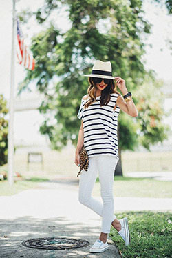 Green and white outfit ideas with trousers, fedora, denim: Casual Outfits,  T-Shirt Outfit,  Street Style,  Green And White Outfit  