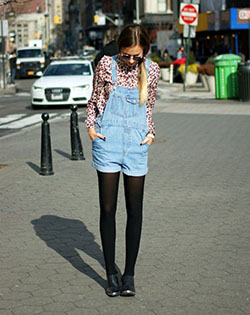 White and blue outfit instagram with shorts, jeans, denim: DENIM OVERALL,  Street Style,  White And Blue Outfit,  Jumper Dress,  Jeans Outfit  