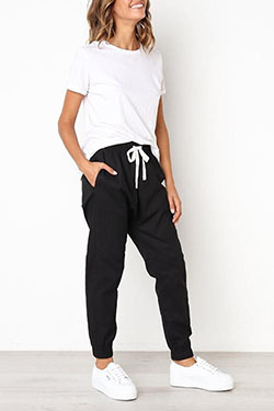 Drawstring pants womens outfit ideas: Casual Outfits,  White Outfit,  Active Pants  