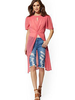 Blue and pink colour outfit, you must try with blouse, jeans, denim: fashion model,  Bermuda shorts  