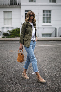 Outfit ideas khaki jacket outfit, street fashion: Street Style,  Khaki And Brown Outfit,  Cargo Jackets,  Lounge jacket  