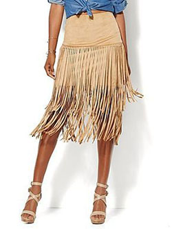 Fringe suede skirt new york and company: Beige And Brown Outfit,  Suede Fringe Skirt  