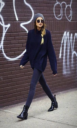 Colour outfit, you must try oversize sweater outfit, street fashion, casual wear: Boot Outfits,  Street Style  