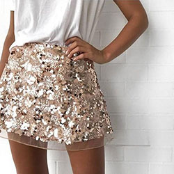 Gold sequin mini skirt high waist: Sequin Skirts,  Brown And White Outfit,  Bell Bottoms  