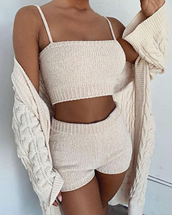 Beige and white cute collections with spaghetti strap, trousers, crop top: Spaghetti strap,  Crop top,  T-Shirt Outfit,  Beige And White Outfit,  Quarantine Outfits 2020,  Bralette Crop Top  
