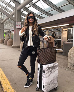 Clothing ideas with jacket, jeans: Street Style,  Airport Outfit Ideas  