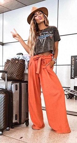 Orange and brown outfit Pinterest with jeans: fashion model,  Street Style,  Orange And Brown Outfit,  Airport Outfit Ideas  