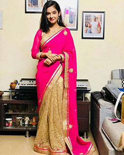 TV HOT Actress Anushka Sen Saree Pic: Hot Girls In Saree  