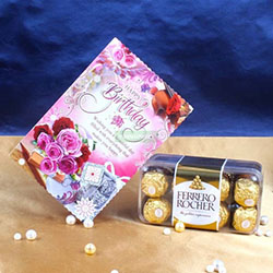 Birthday Greeting Card with Ferrero Rocher Chocolate: 