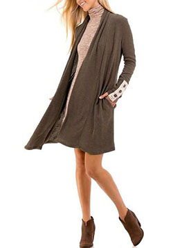Taupe Shawl Collar Open-Front Knit Cardigan | Summer Outfit Ideas 2020: Outfit Ideas,  summer outfits  