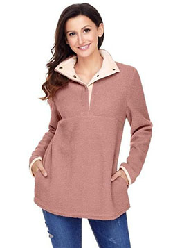Old Rose Button-Front Fleece Pullover | Summer Outfit Ideas 2020: Outfit Ideas,  Rose,  summer outfits,  Pullover  