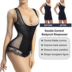Women Waist Trainer Bodysuit Double Slim Full Body Shapewear Breathable Smooth Corset: Beautiful women,  Bodysuit  