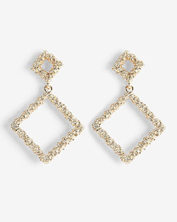 Crackle Metal Diamond Drop Earrings | Express: 