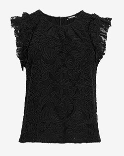 Crochet Lace Ruffle Mock Neck Tank | Express: Crochet Dress  