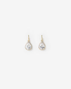 Cubic Zirconia Halo Teardrop Earrings | Express: 