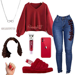 Red simple outfit: 