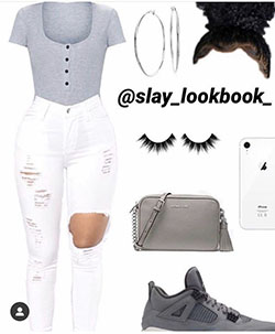 Baddie gray&white fit: 