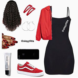 Dress black&red outfit: 