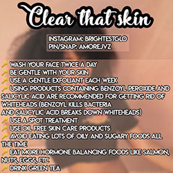 Clear skin: 