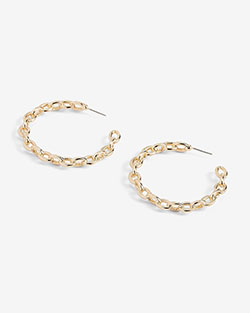 Interlocking Chain Hoop Earrings | Express: 