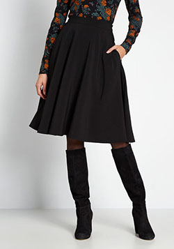 ModCloth Just This Sway A-Line Skirt Black: 