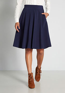 ModCloth Just This Sway A-Line Skirt Blue: 