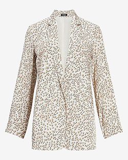 Satin Leopard Boyfriend Blazer | Express: 