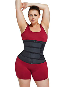 FEELINGIRL PLUS SIZE STEEL BONES WAIST TRAINER CORSET WITH 3 WAIST BELTS: 