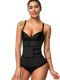FEELINGIRL PLUS SIZE WAIST TRAINER WITH ZIPPER AND STRAPS FOR WOMEN BODY SHAPER: 