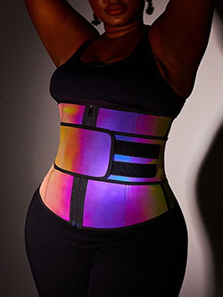 Rainbow Reflective Latex Waist Trainer Calories Burning: 