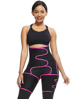 HIGH WAISTED SHAPEWEAR EMBOSSED VELCRO THIGH TRIMMER TUMMY CONTROL: 