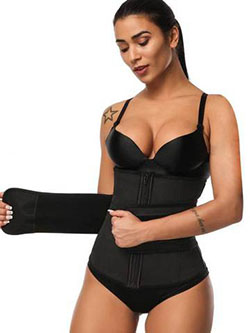 LATEX WAIST TRAINER WITH ZIPPER: 