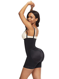 Black Detachable Straps Side Zip Body Shaper Sleek Smoothers: 